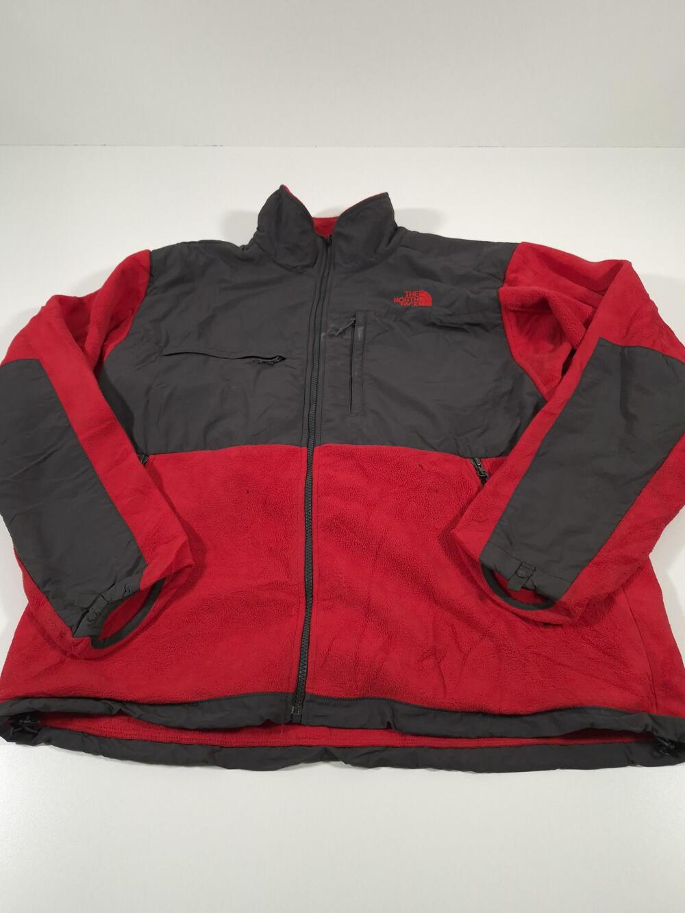 The North Face Jacket Mens XL Red Fleece Full Zip Windbreaker Stains READ